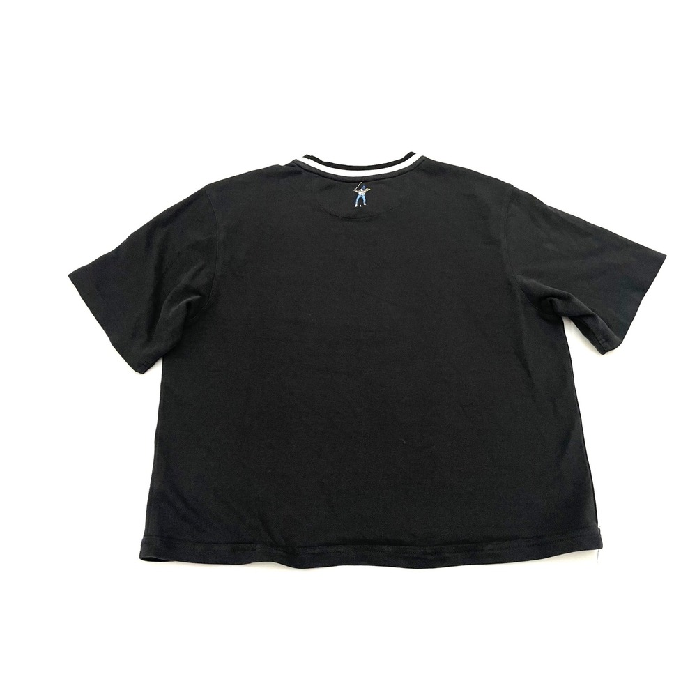 Eastside Golf Womens Cropped T-Shirt Medium Black Embroidered Logo Pique - Picture 2 of 6